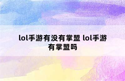 lol手游有没有掌盟 lol手游有掌盟吗